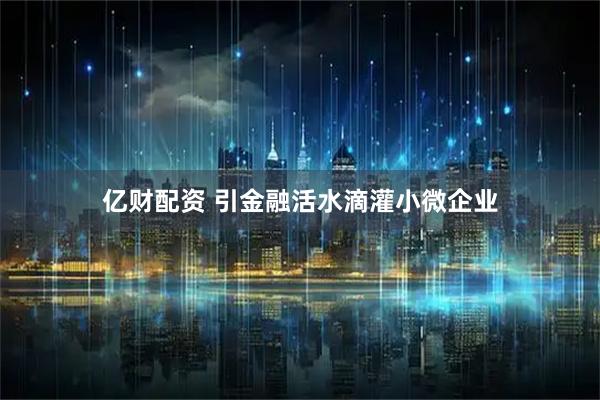 亿财配资 引金融活水滴灌小微企业