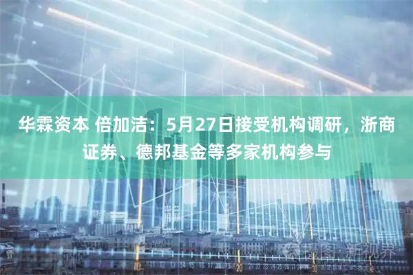华霖资本 倍加洁:5月27日接受机构调研,浙商证券、德邦基金等多家机构参与